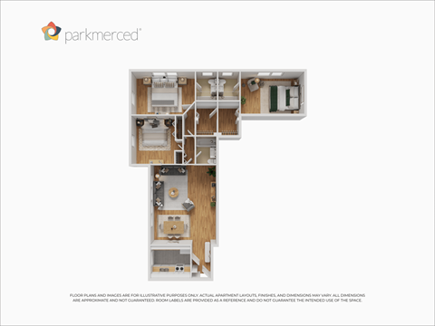 Floor plan for 3 beds, 3 baths, 1519 sqft